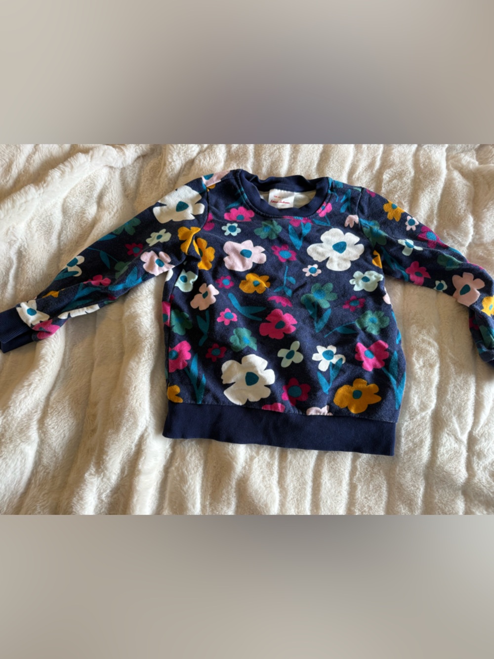 Hanna Andersson Navy Floral Sweatshirt with Multicolor Blooms